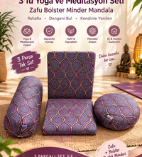 3'lü Yoga ve Meditasyon Seti Zafu Bolster Minder Mandala