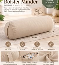 3’lü Yoga Meditasyon Seti Karabuğday Dolgulu Zafu Minder, Bolster ve Lavantalı Göz Yastığı