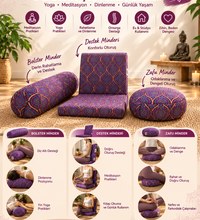 3'lü Yoga ve Meditasyon Seti Zafu Bolster Minder Mandala