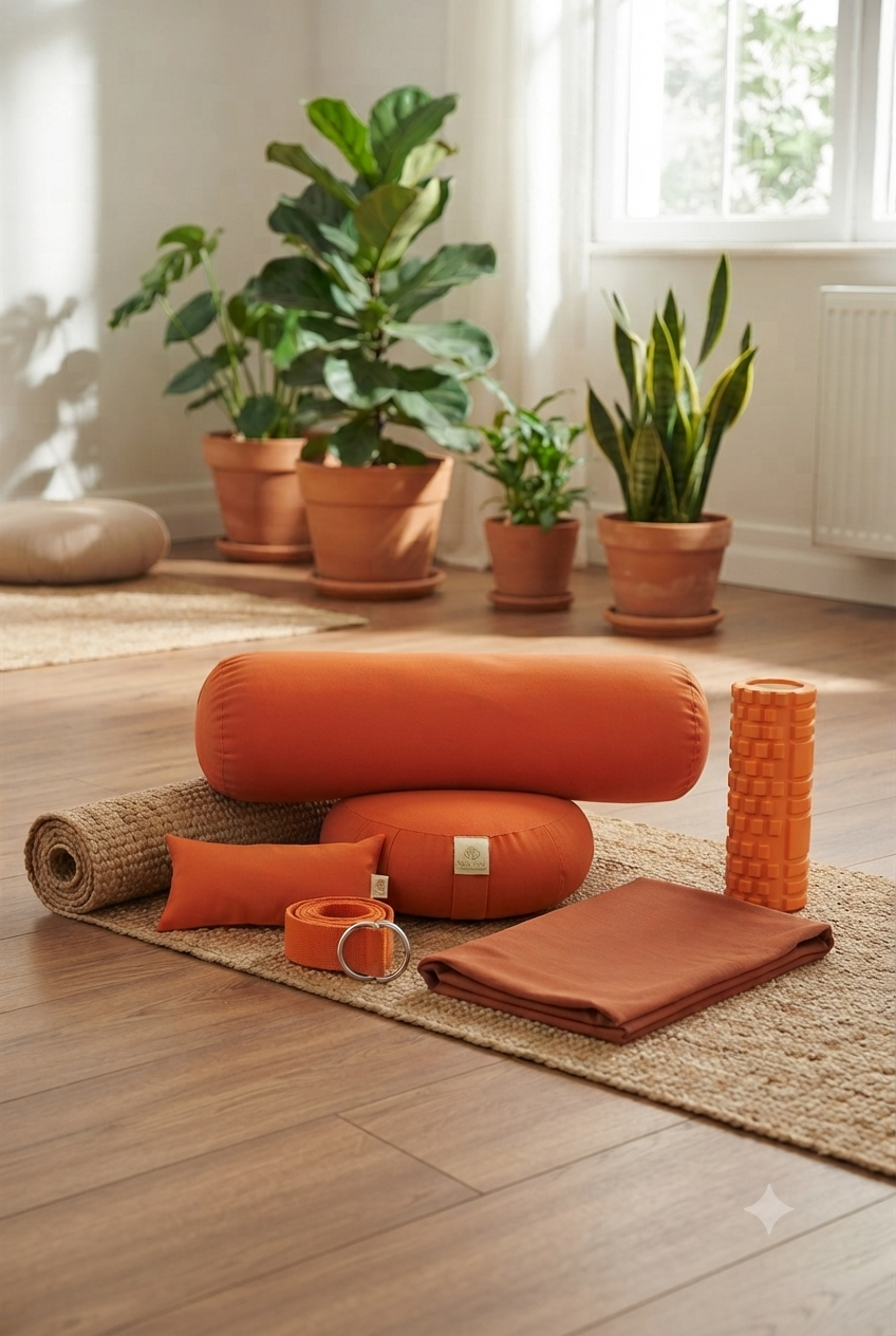 6'lı Yoga Meditasyon Seti Zafu Bolster Battaniye Kemer Roller