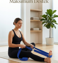 Doğal Organik Pamuk Yoga Kemeri Lacivert 200 CM x 5 CM Yoga Strap Pilates Esneme Kayışı Dayanıklı Tokalı Yoga Bandı