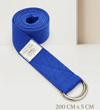 Doğal Organik Pamuk Yoga Kemeri Lacivert 200 CM x 5 CM Yoga Strap Pilates Esneme Kayışı Dayanıklı Tokalı Yoga Bandı