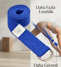 Doğal Organik Pamuk Yoga Kemeri Lacivert 200 CM x 5 CM Yoga Strap Pilates Esneme Kayışı Dayanıklı Tokalı Yoga Bandı
