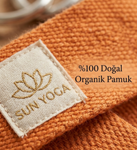 Doğal Organik Pamuk Yoga Kemeri Turuncu 200 CM x 5 CM Yoga Strap Pilates Esneme Kayışı Dayanıklı Tokalı Yoga Bandı