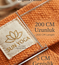 Doğal Organik Pamuk Yoga Kemeri Turuncu 200 CM x 5 CM Yoga Strap Pilates Esneme Kayışı Dayanıklı Tokalı Yoga Bandı
