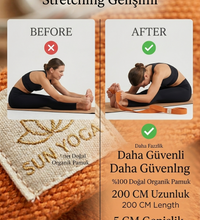 Doğal Organik Pamuk Yoga Kemeri Turuncu 200 CM x 5 CM Yoga Strap Pilates Esneme Kayışı Dayanıklı Tokalı Yoga Bandı