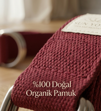 Doğal Organik Pamuk Yoga Kemeri Bordo 200 CM x 5 CM Yoga Strap Pilates Esneme Kayışı Dayanıklı Tokalı Yoga Bandı