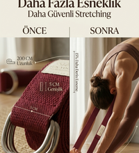 Doğal Organik Pamuk Yoga Kemeri Bordo 200 CM x 5 CM Yoga Strap Pilates Esneme Kayışı Dayanıklı Tokalı Yoga Bandı