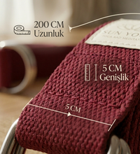 Doğal Organik Pamuk Yoga Kemeri Bordo 200 CM x 5 CM Yoga Strap Pilates Esneme Kayışı Dayanıklı Tokalı Yoga Bandı