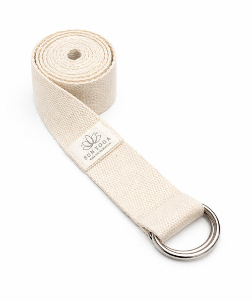 Doğal Organik pamuk Yoga Pilates kemeri Ekru Ham renk 200 cm 5 cm en Yoga kemeri