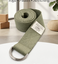 Doğal Organik Pamuk Yoga Kemeri Haki Yeşil 200 CM x 5 CM Yoga Strap Pilates Esneme Kayışı Dayanıklı Tokalı Yoga Bandı