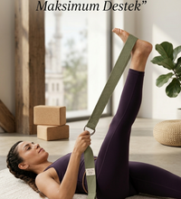 Doğal Organik Pamuk Yoga Kemeri Haki Yeşil 200 CM x 5 CM Yoga Strap Pilates Esneme Kayışı Dayanıklı Tokalı Yoga Bandı