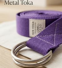 Doğal Organik Pamuk Yoga Kemeri Mor 200 CM x 5 CM Yoga Strap Pilates Esneme Kayışı Dayanıklı Tokalı Yoga Bandı