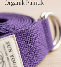 Doğal Organik Pamuk Yoga Kemeri Mor 200 CM x 5 CM Yoga Strap Pilates Esneme Kayışı Dayanıklı Tokalı Yoga Bandı
