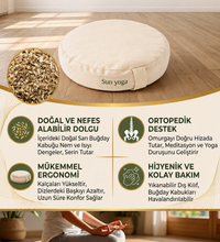 Doğal Sarı Buğday Kabuğu Dolgulu Meditasyon Minderi Ortopedik Yoga Minderi Zafu Meditasyon Yastığı Ekru
