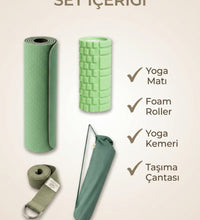 Evde Yoga Premium Seti – Yoga Matı, Mat Çantası, Yoga Kemeri ve Foam Roller İçeren Başlangıç Yoga ve Pilates Seti