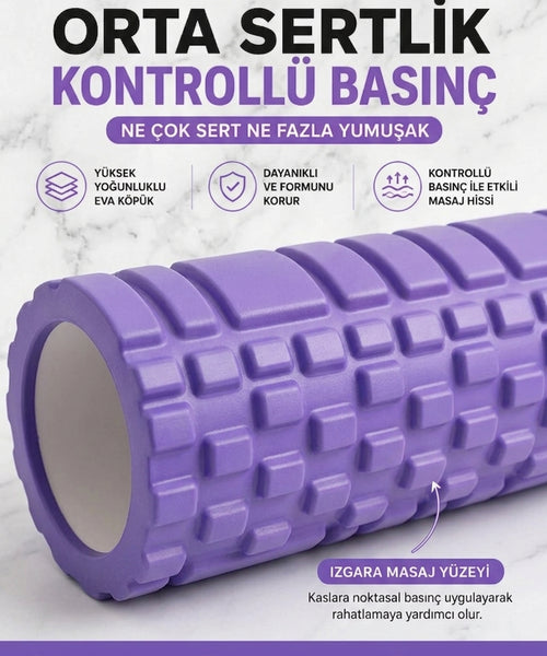 Foam Roller Masaj Rulosu Orta Sert – Spor Sonrası Kas Gevşetici Yoga Pilates Fitness Masaj Köpüğü