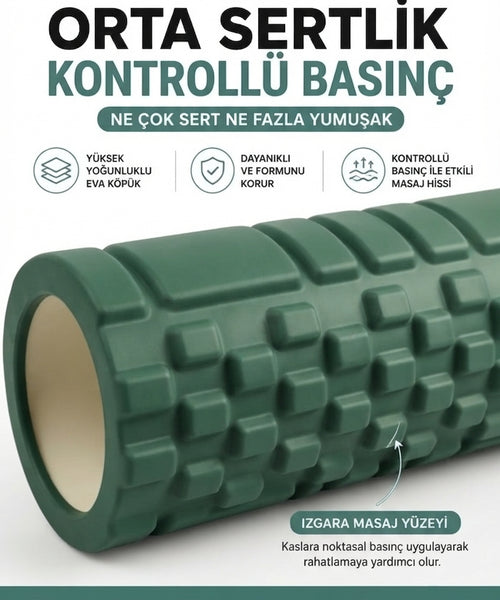 Foam Roller Masaj Rulosu Orta Sert – Spor Sonrası Kas Gevşetici Yoga Pilates Fitness Masaj Köpüğü