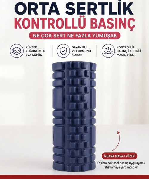 Foam Roller Masaj Rulosu Orta Sert – Spor Sonrası Kas Gevşetici Yoga Pilates Fitness Masaj Köpüğü