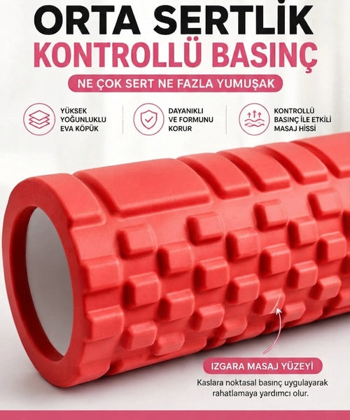 Foam Roller Masaj Rulosu Orta Sert – Spor Sonrası Kas Gevşetici Yoga Pilates Fitness Masaj Köpüğü