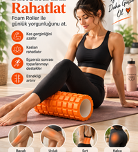 Foam Roller ve Yoga Kemeri Seti Orta Sert EVA Masaj Rulosu 33x14 cm 200 cm Pamuk Kemer