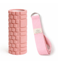 Foam Roller ve Yoga Kemeri Seti – EVA Masaj Silindiri & 200 cm Organik Pamuk Kemer