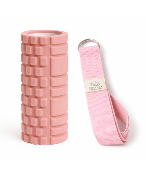 Foam Roller ve Yoga Kemeri Seti – EVA Masaj Silindiri & 200 cm Organik Pamuk Kemer