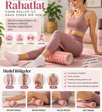 Foam Roller ve Yoga Kemeri Seti Orta Sert EVA Masaj Rulosu 33x14 cm 200 cm Pamuk Kemer