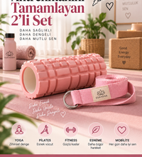 Foam Roller ve Yoga Kemeri Seti Orta Sert EVA Masaj Rulosu 33x14 cm 200 cm Pamuk Kemer