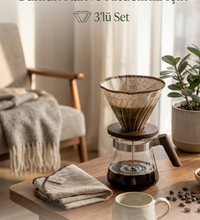 Ham Keten Bez Kahve Filtresi 3’lü Set – Tekrar Kullanılabilir Filtre | V60, Dripper ve Manuel Demleme Uyumlu