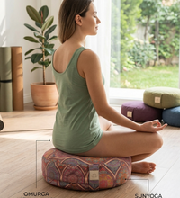 Karabuğday Dolgulu Çok Renkli Mandala Desen Zafu Meditasyon Minderi