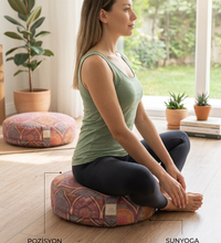 Karabuğday Dolgulu Çok Renkli Mandala Desen Zafu Meditasyon Minderi