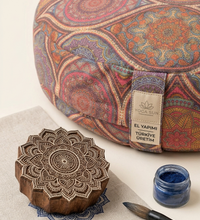 Karabuğday Dolgulu Çok Renkli Mandala Desen Zafu Meditasyon Minderi
