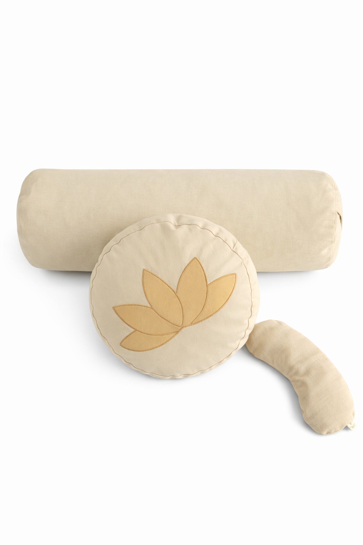 Karabuğday Kabuğu Dolgulu Zafu Minder Nakış işlemeli + Bolster + Lavanta Dolgulu Göz Yastığı