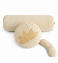 Karabuğday Kabuğu Dolgulu Zafu Minder Nakış işlemeli + Bolster + Lavanta Dolgulu Göz Yastığı