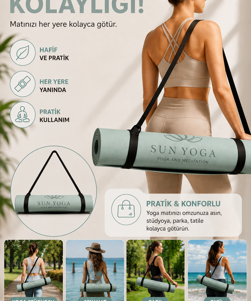 Yoga Matı 6 mm TPE Kaymaz Çift Renkli Ekstra Yumuşak Pilates Fitness Egzersiz Minderi