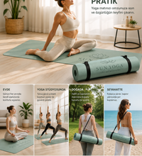 Yoga Matı 6 mm TPE Kaymaz Çift Renkli Ekstra Yumuşak Pilates Fitness Egzersiz Minderi