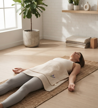 Meditasyon Şalı %100 Pamuk Müslin Yoga Şalı Lavanta Nakışlı Savasana Meditasyon Örtüsü Nefes Egzersizi Battaniyesi Bej