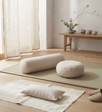 Meditasyon Minderi Seti Karabuğday Kabuğu Dolgulu Zafu Minder, Yoga Bolster ve Lavanta Dolgulu Göz Yastığı | Yoga, Meditasyon, Yin Yoga ve Restoratif Yoga