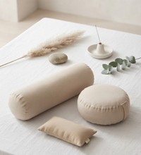 Meditasyon Minderi Seti Karabuğday Kabuğu Dolgulu Zafu Minder, Yoga Bolster ve Lavanta Dolgulu Göz Yastığı | Yoga, Meditasyon, Yin Yoga ve Restoratif Yoga