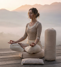 Meditasyon Minderi Seti Karabuğday Kabuğu Dolgulu Zafu Minder, Yoga Bolster ve Lavanta Dolgulu Göz Yastığı | Yoga, Meditasyon, Yin Yoga ve Restoratif Yoga