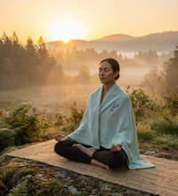 Meditasyon Şalı %100 Pamuk Müslin Yoga Şalı Lavanta Nakışlı Savasana Meditasyon Örtüsü Nefes Egzersizi Battaniyesi Turkuaz