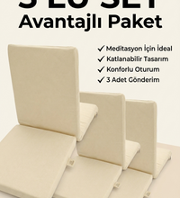 Meditasyon Sandalyesi – Sırt Destekli Yer Minderi, Pamuklu Kumaş 3 Adet