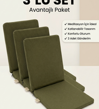 Meditasyon Sandalyesi – Sırt Destekli Yer Minderi, Pamuklu Kumaş 3 Adet