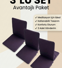 Meditasyon Sandalyesi – Sırt Destekli Yer Minderi, Pamuklu Kumaş 3 Adet