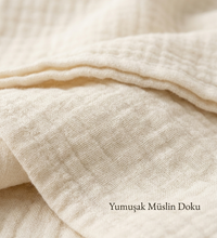 Shavasana Meditasyon & Yoga Battaniyesi – %100 Organik Pamuk Müslin, Kırık Beyaz