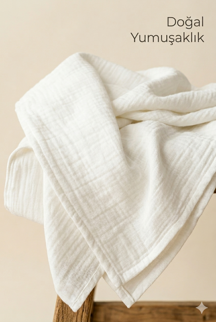 Shavasana Meditasyon & Yoga Battaniyesi – %100 Organik Pamuk Müslin, Kırık Beyaz
