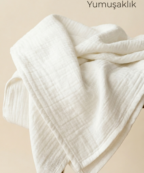 Shavasana Meditasyon & Yoga Battaniyesi – %100 Organik Pamuk Müslin, Kırık Beyaz