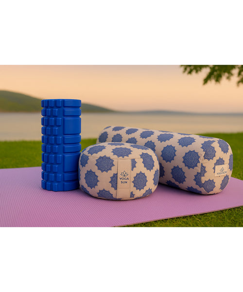 Zafu meditasyon minderi -Bolster- Foam roller üçü birlikte
