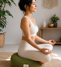 Zafu Meditasyon Minderi, Meditasyon Minderi, Yoga Minderi, Karabuğday Kabuğu Dolgulu, Organik, Pamuk Keten, Oturma Minderi